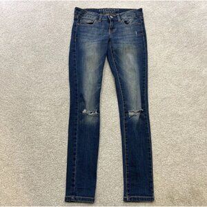 Aeropostale Jegging Jeans Blue Skinny Distressed Pockets Women’s Size 0